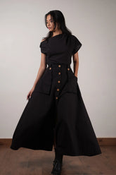 Black One Shoulder Skirt Set